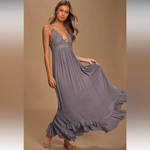Flowy Gray Lavander Maxi Dress